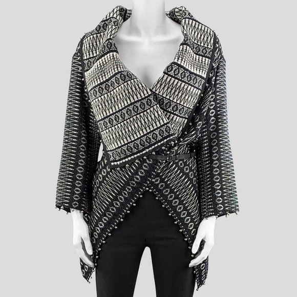 Marc Jacobs Black and White Knit Open-Front Cape - Picture 1 of 6
